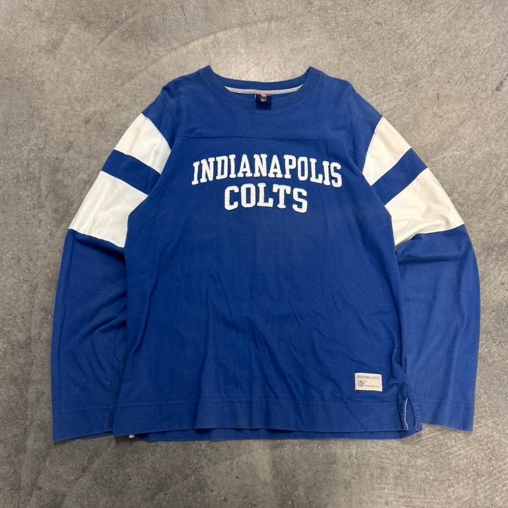 Mens Indianapolis Colts Blue Long Sleeve Rugby Style Two Tone Large